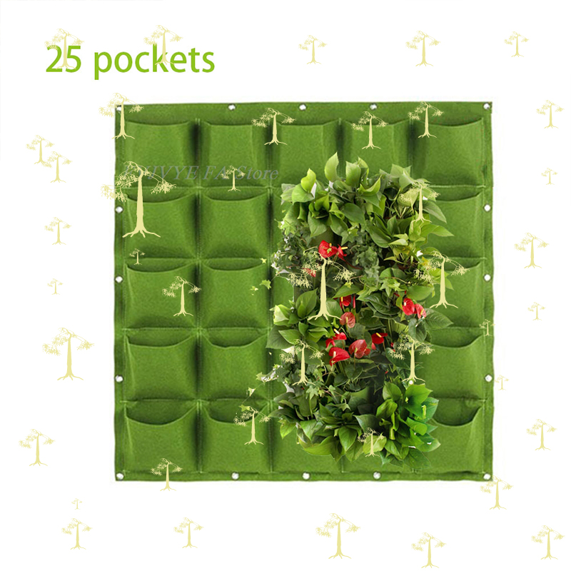 Bonsai Vertical Garden - 25 Pockets Wall Hanging Planting Bags